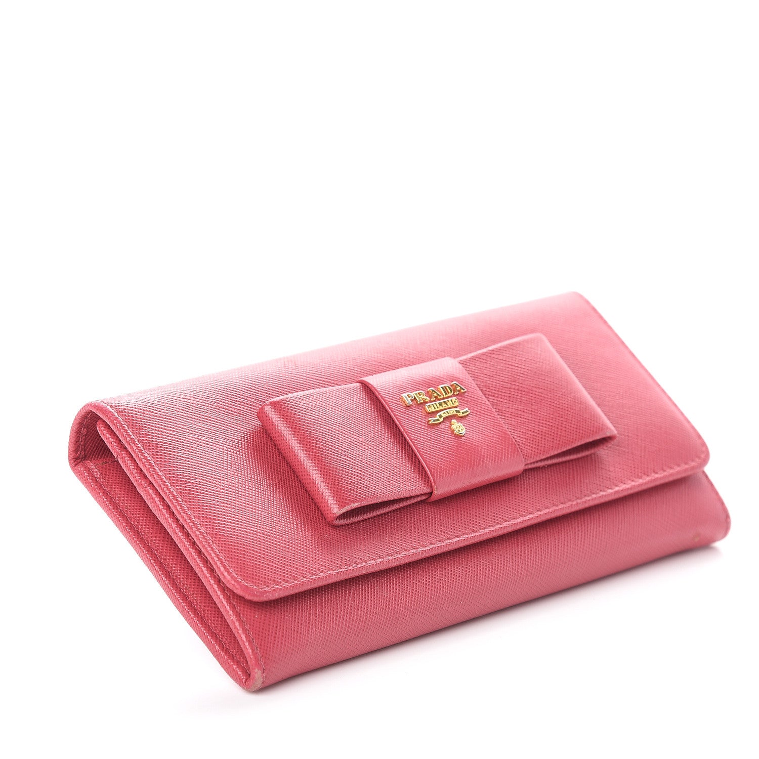 Prada Saffiano Fiocco Bow Continental Wallet Peonia 3 of 5