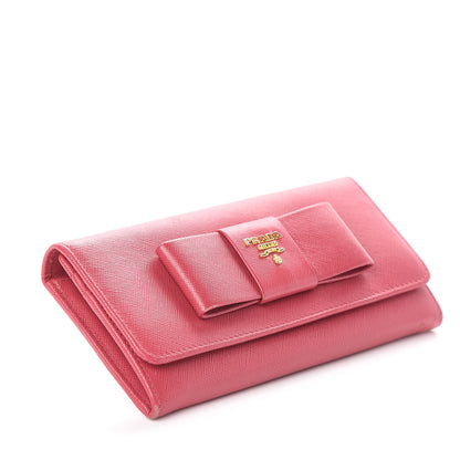 Prada Saffiano Fiocco Bow Continental Wallet Peonia 3 of 5