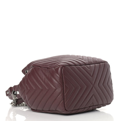 Chanel Deerskin Chevron Small CC Chain Bucket Bag Burgundy 3 of 9