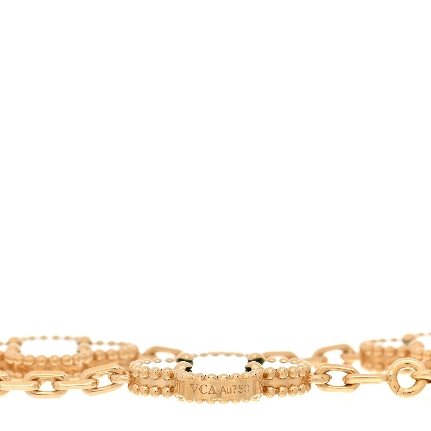 18K Yellow Gold Malachite 5 Motifs Vintage Alhambra Bracelet