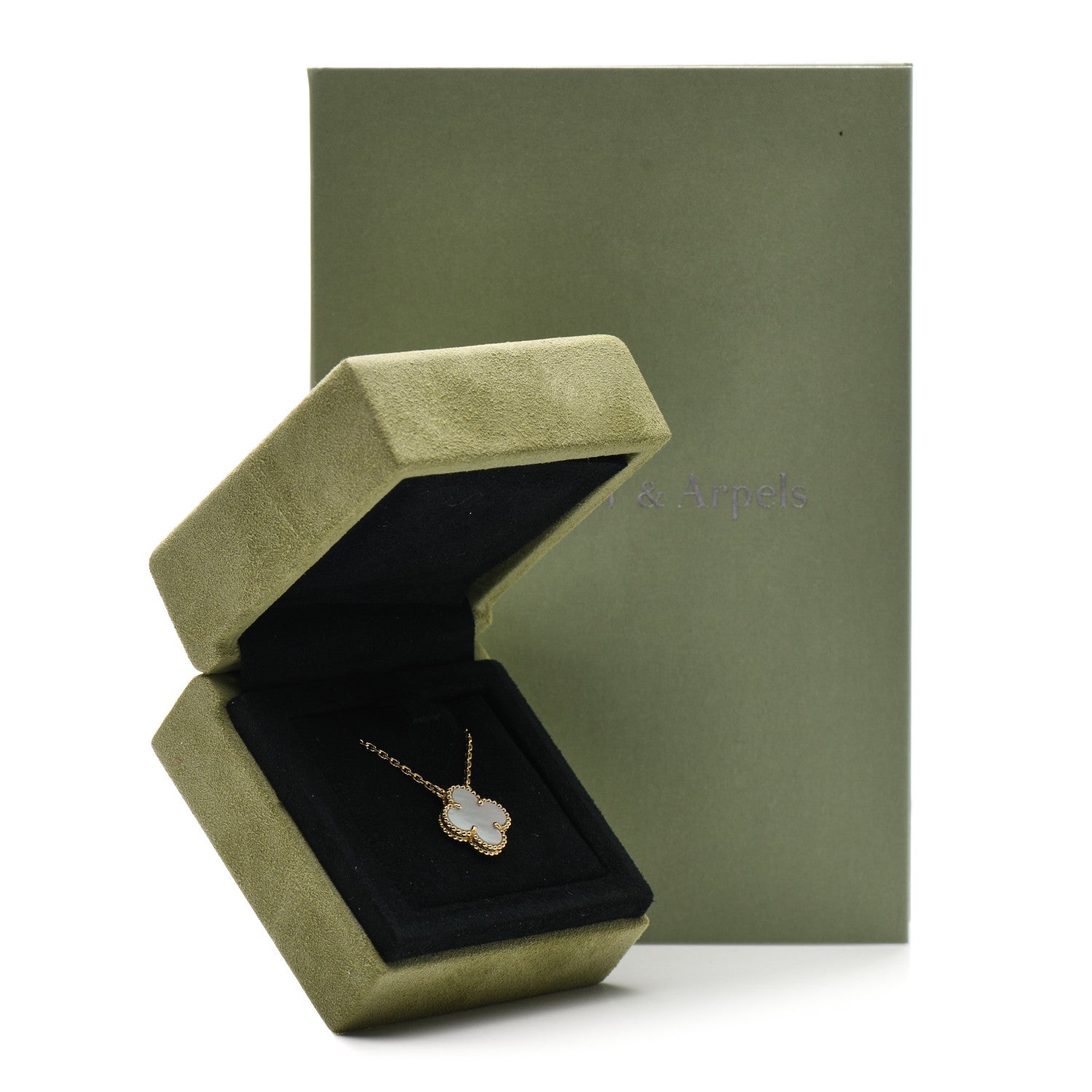 Van Cleef & Arpels 18K Yellow Gold Mother of Pearl Vintage Alhambra Pendant Necklace 5 of 5