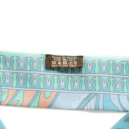Hermes Silk Geometrie Cretoise Twilly Bleu Gris Corail 3 of 5