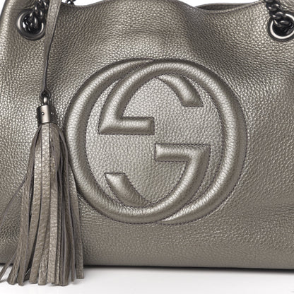Gucci Metallic Pebbled Calfskin Medium Soho Chain Shoulder Bag Sasso 9 of 9
