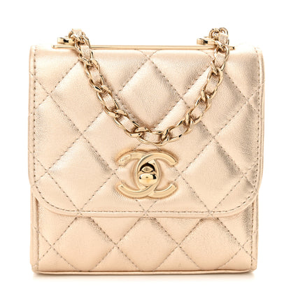 Chanel Metallic Lambskin Quilted Mini Trendy CC Clutch With Chain Gold 1 of 12