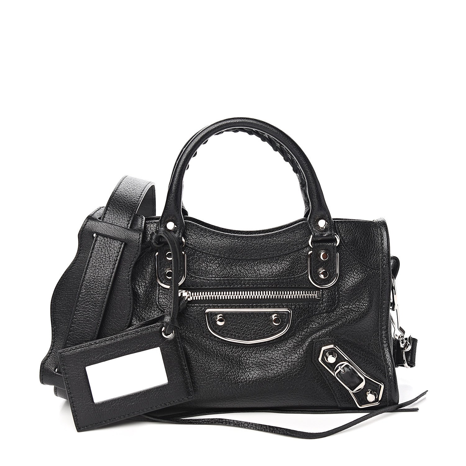 Balenciaga Chevre Silver Metallic Edge Hardware Mini City Black 1 of 9
