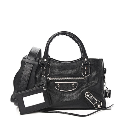 Balenciaga Chevre Silver Metallic Edge Hardware Mini City Black 1 of 9