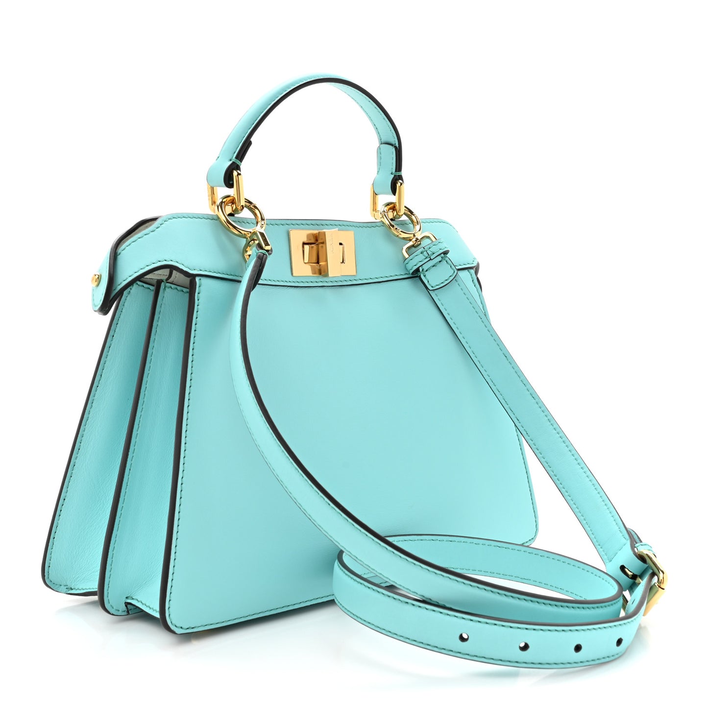 Vitello Seta Shiny Nappa Small Peekaboo I SEE U Satchel Real Tiffany White