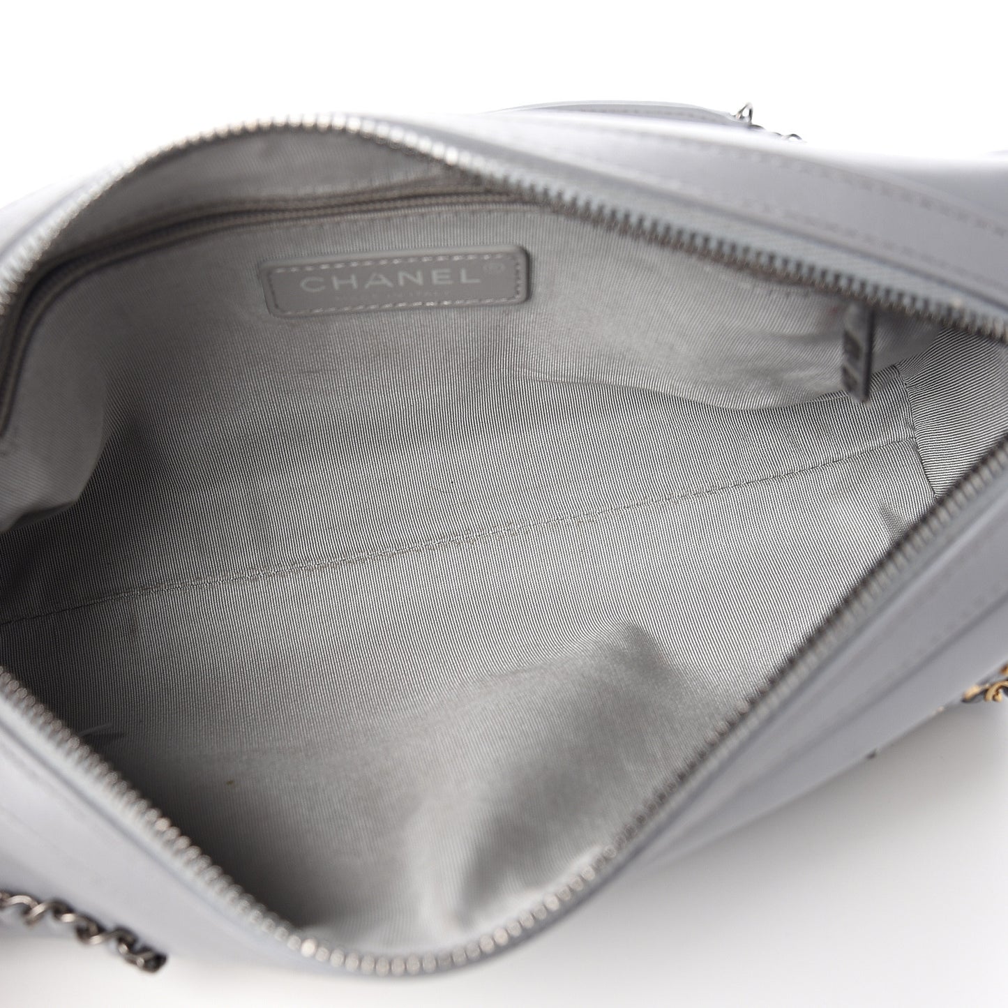 Calfskin Chain 20s Signature Bowling Bag Light Gray