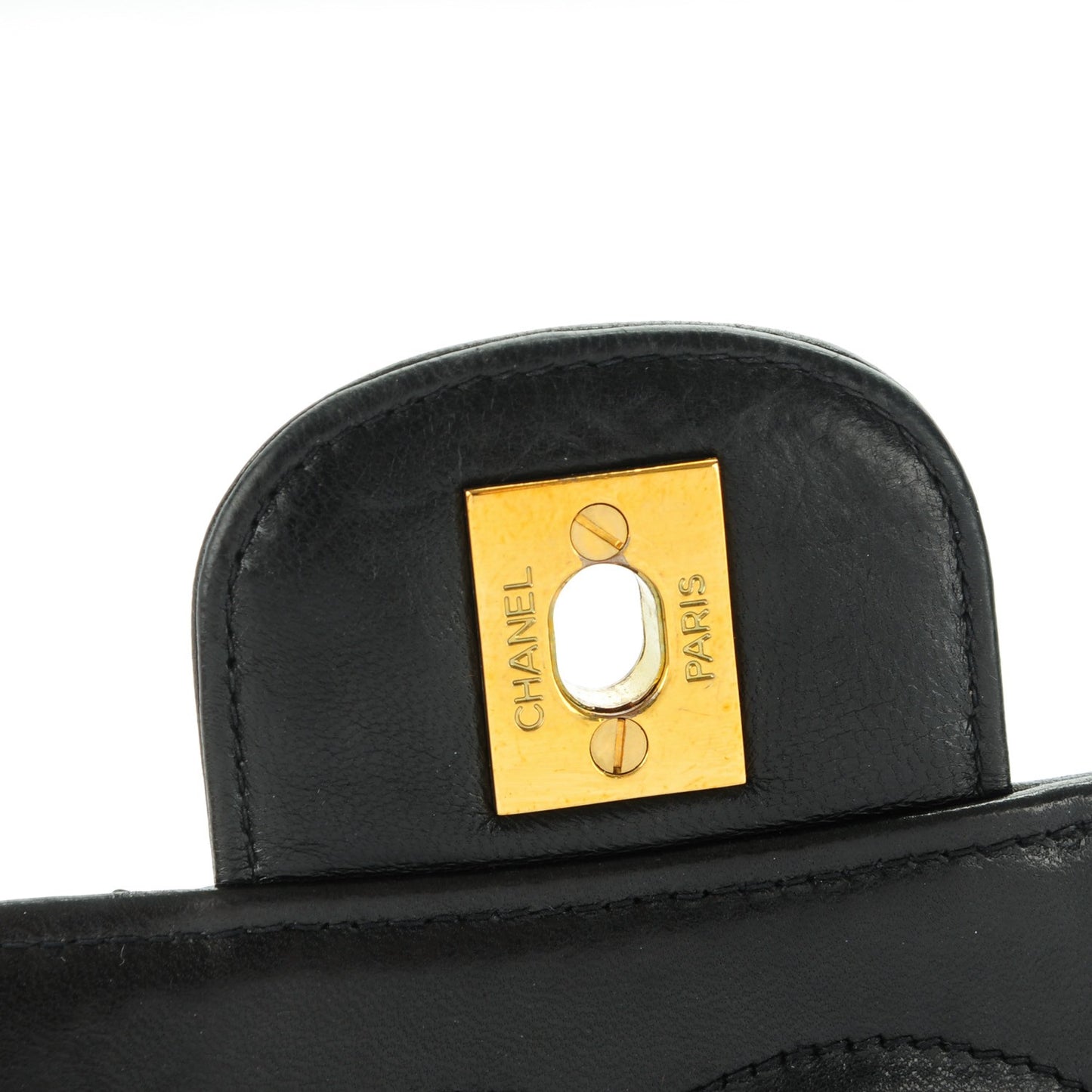Lambskin Quilted Medium Rectangular Kelly Flap Bag Black