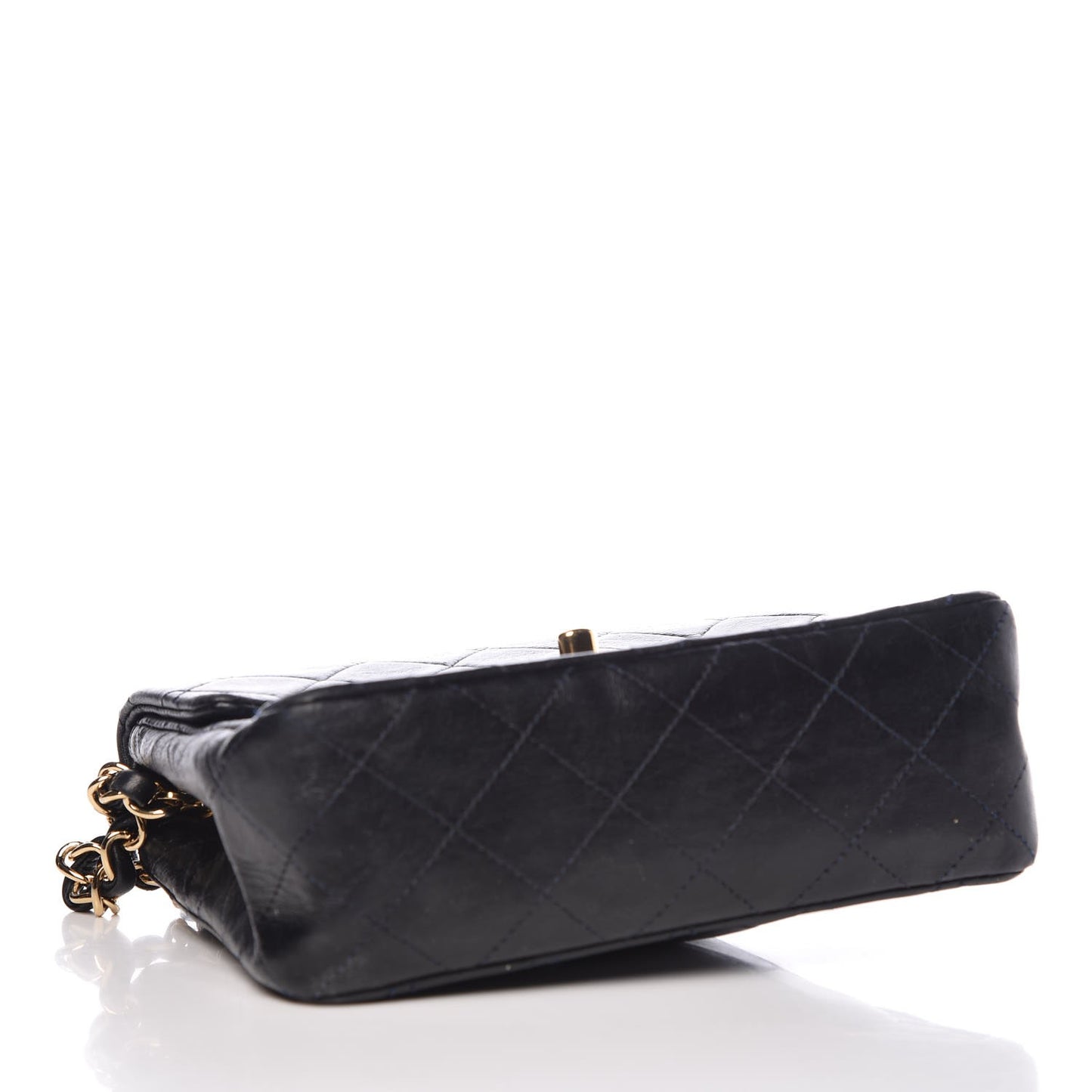Lambskin Quilted Mini Square Flap Bag Navy