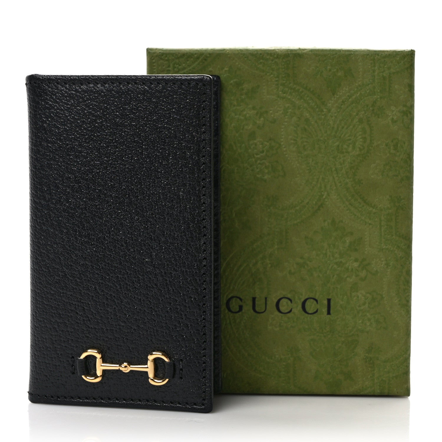 Gucci Textured Dollar Calfskin Horsebit Card Holder Black 7 of 7