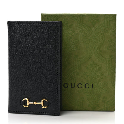 Gucci Textured Dollar Calfskin Horsebit Card Holder Black 7 of 7