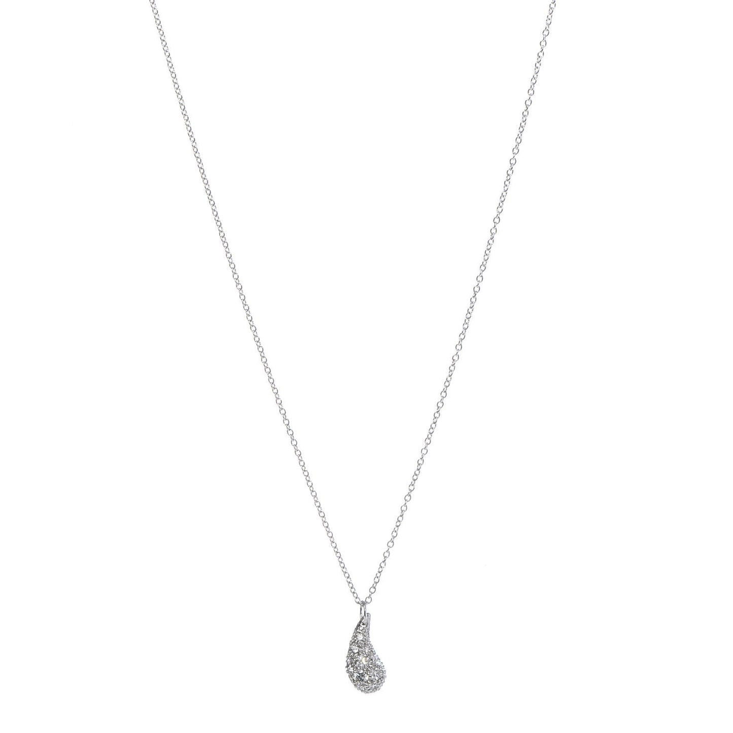 Platinum Diamond 6mm Elsa Peretti Teardrop Pendant Necklace