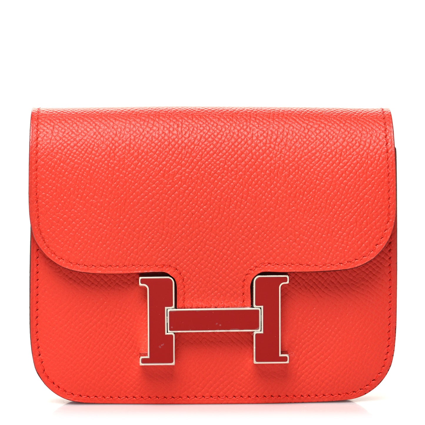 Epsom Enamel Constance Slim Wallet Capucine Sanguine