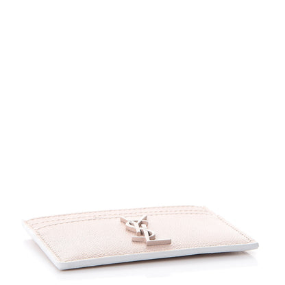 Saint Laurent Grain De Poudre Monogram Credit Card Case Rose 4 of 8