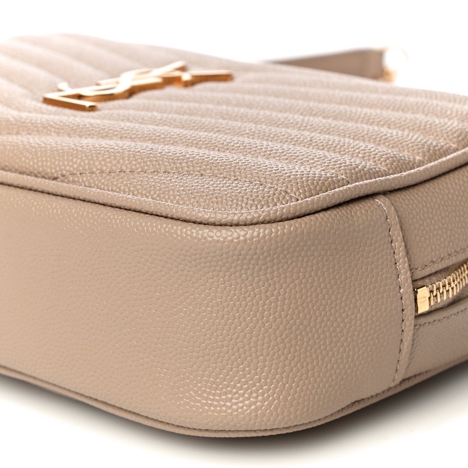 Saint Laurent Grain De Poudre Matelasse Monogram Mini Lou Camera Bag Dark Beige 6 of 11