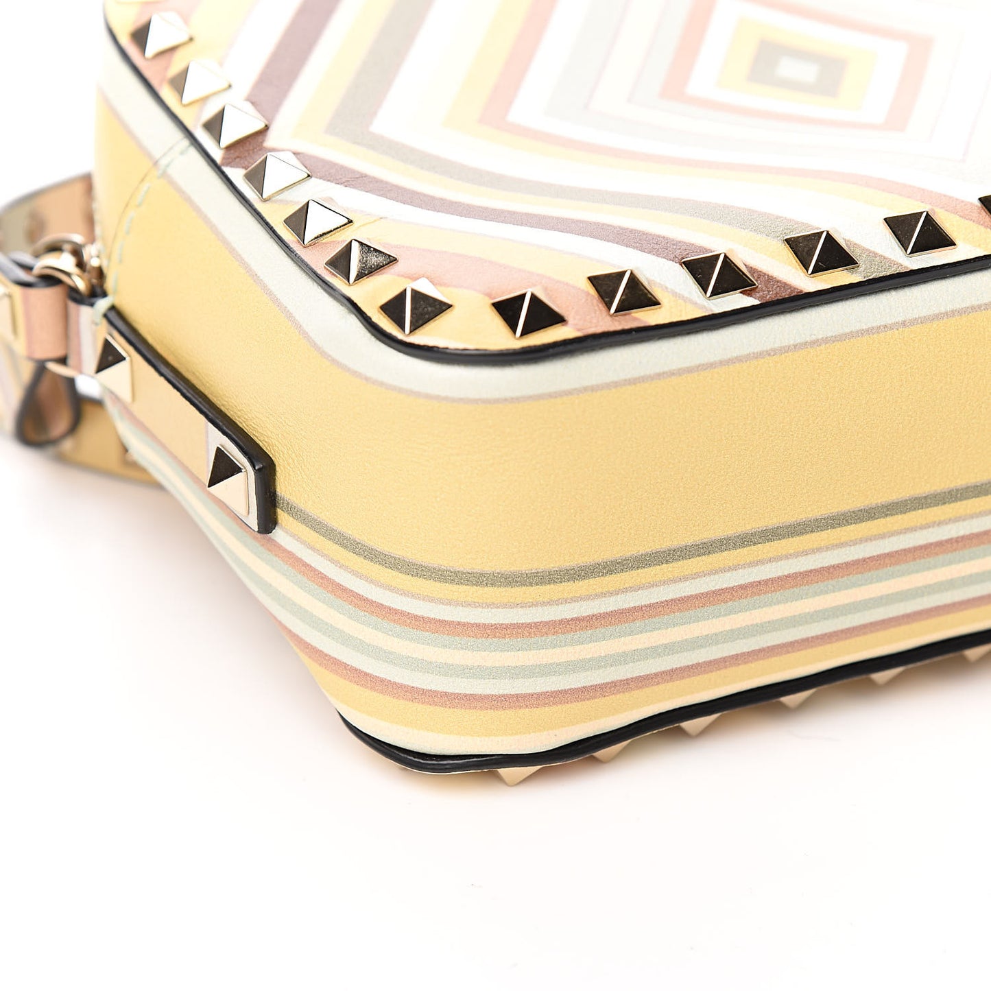Vitello Native Couture 1975 Rockstud Camera Crossbody Bag Green Multicolor