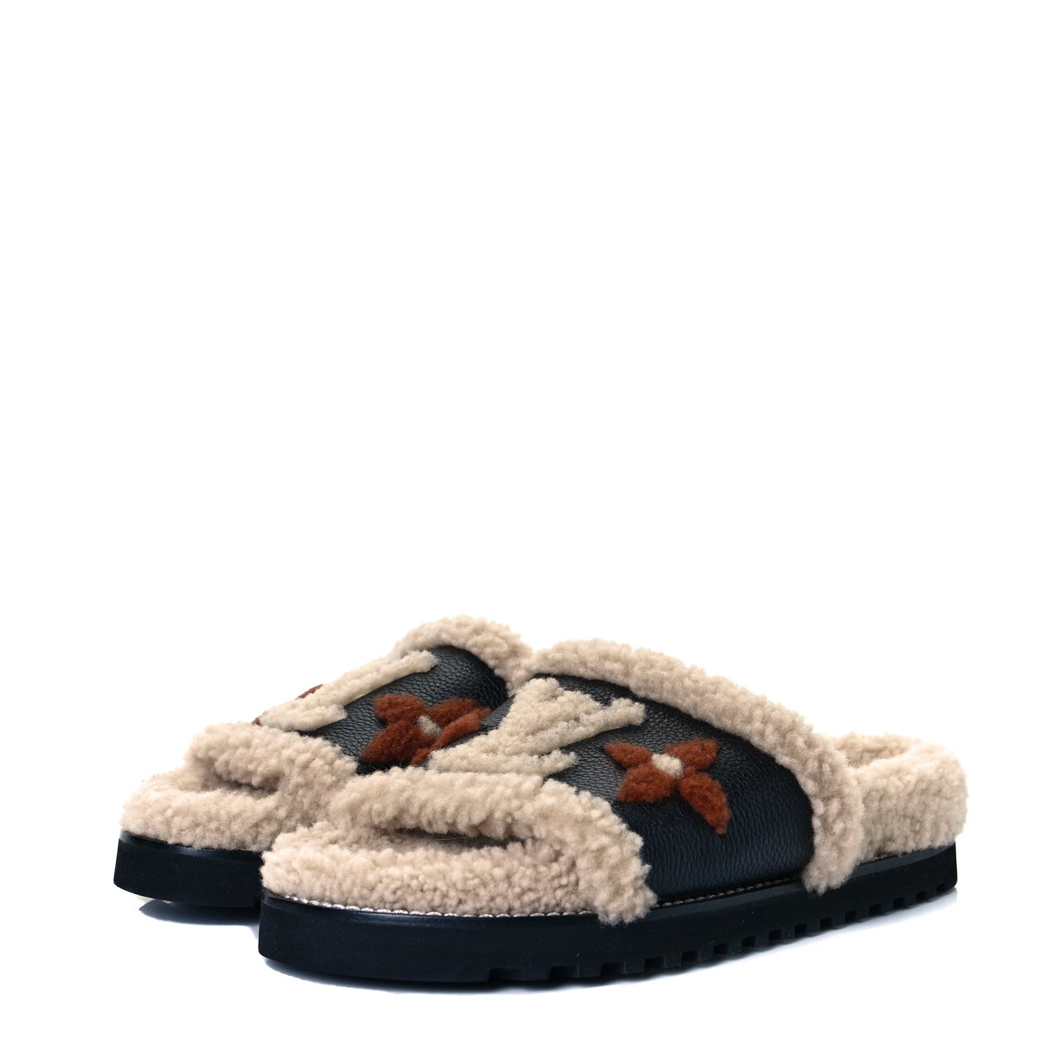 Louis Vuitton Shearling Calfskin Paseo Flat Comfort Mule 38 Beige 2 of 10