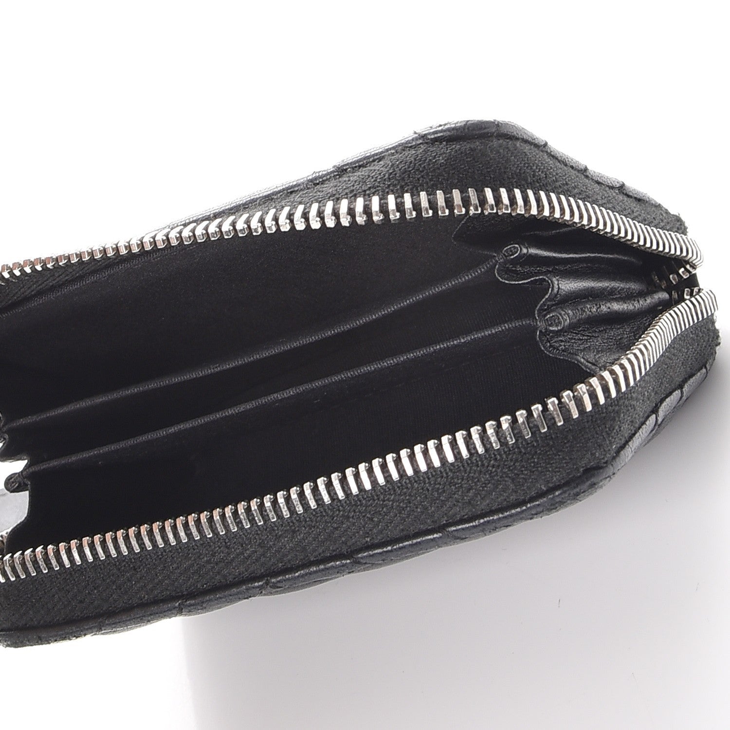 Chanel Lambskin Quilted Crossing Zip Around Coin Purse Black 5 of 10