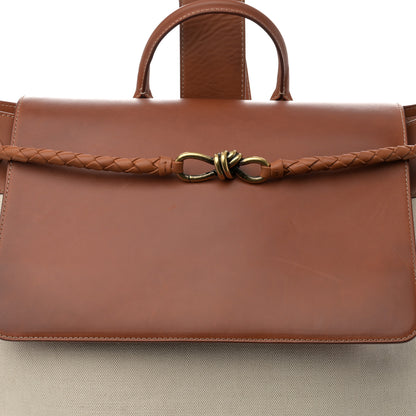 Bottega Veneta Washed Canvas Calfskin Large Andiamo Backpack Natural Light Wood 8 of 13