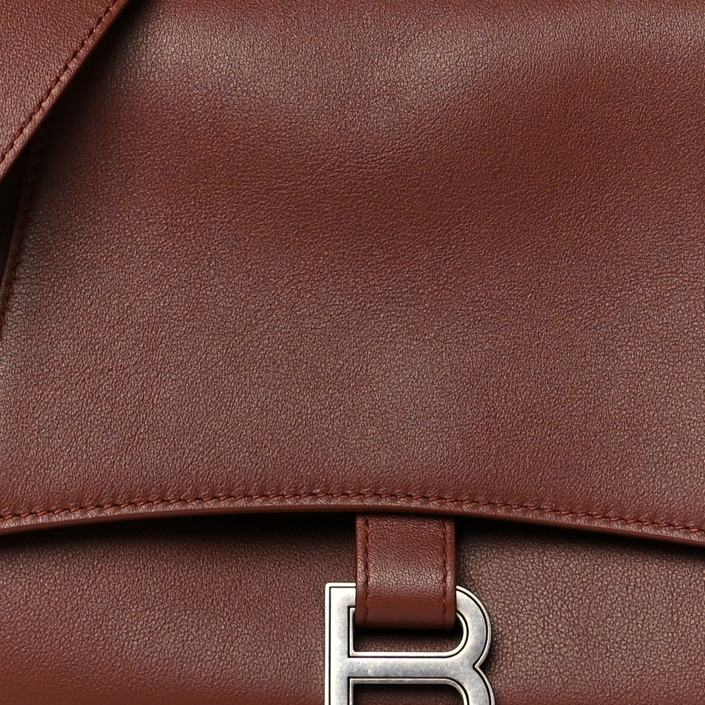 Semi Shiny Smooth Calfskin M Downtown Shoulder Bag Dark Tan