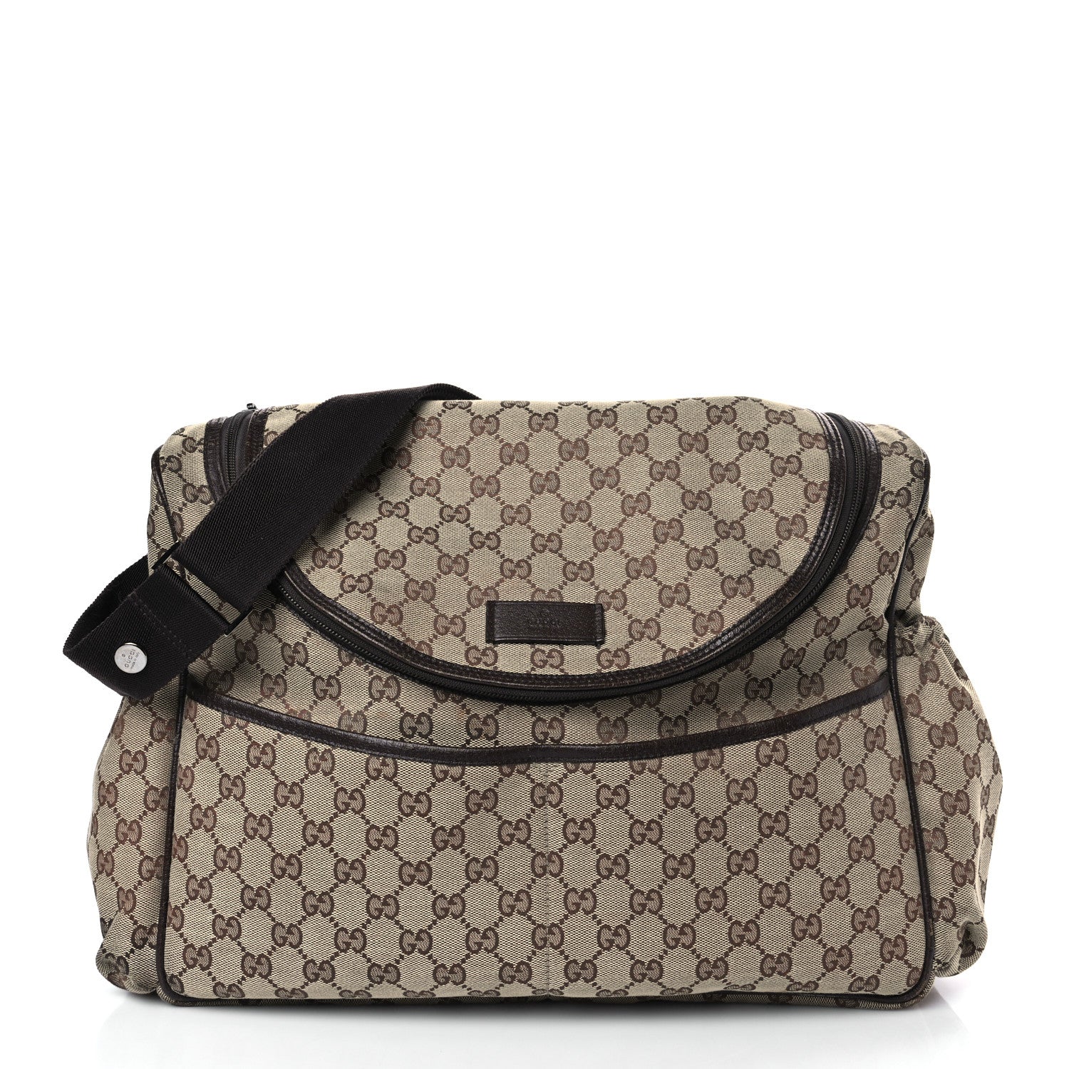 Gucci Monogram Natural Pigskin Large Diaper Bag Beige Ebony Cocoa Dark Chocolate 3 of 10