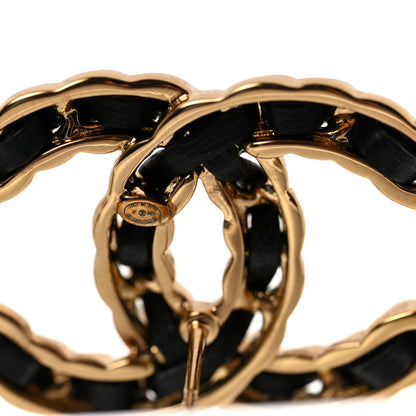 Chanel Lambskin CC Chain Earrings Black Gold 4 of 5