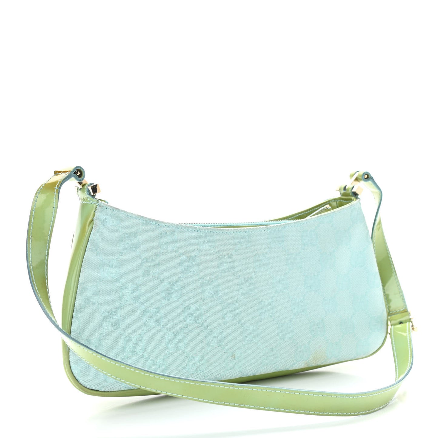 Canvas Patent Monogram Shoulder Bag Green Blue