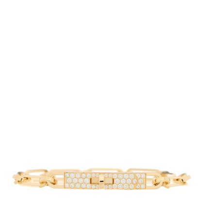 Hermes 18K Yellow Gold Diamond Pave PM Kelly Chaine Bracelet ST 1 of 5