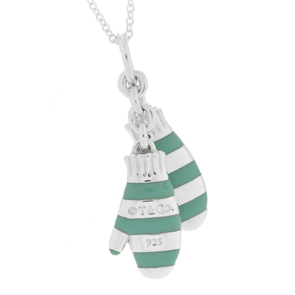 Tiffany Sterling Silver Enamel Mittens Charm Necklace Blue 5 of 7