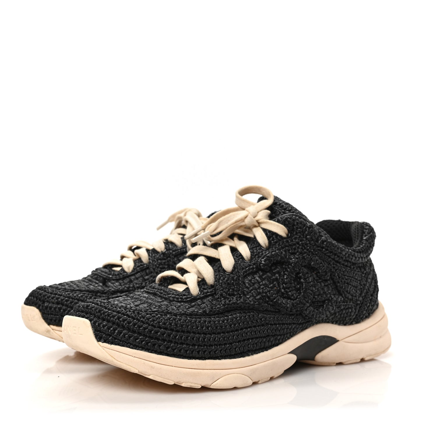 Braided Raffia Womens CC Sneakers 38 Black