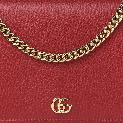 Gucci Dollar Calfskin Mini GG Marmont Chain Wallet Hibiscus Red 10 of 10