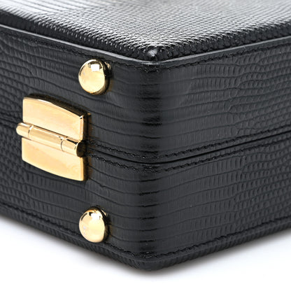 Dolce & Gabbana Calfskin Lizard Embossed Padlock Box Shoulder Bag Black 8 of 9