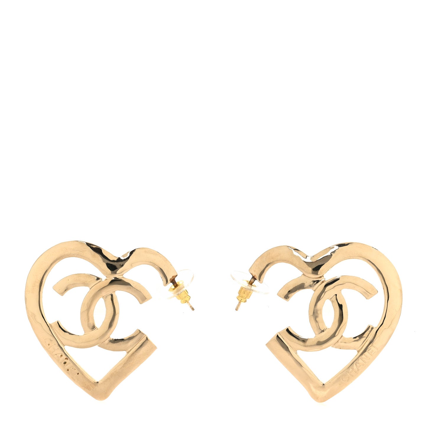 Metal CC Heart Coco In Love Hoop Earrings Gold