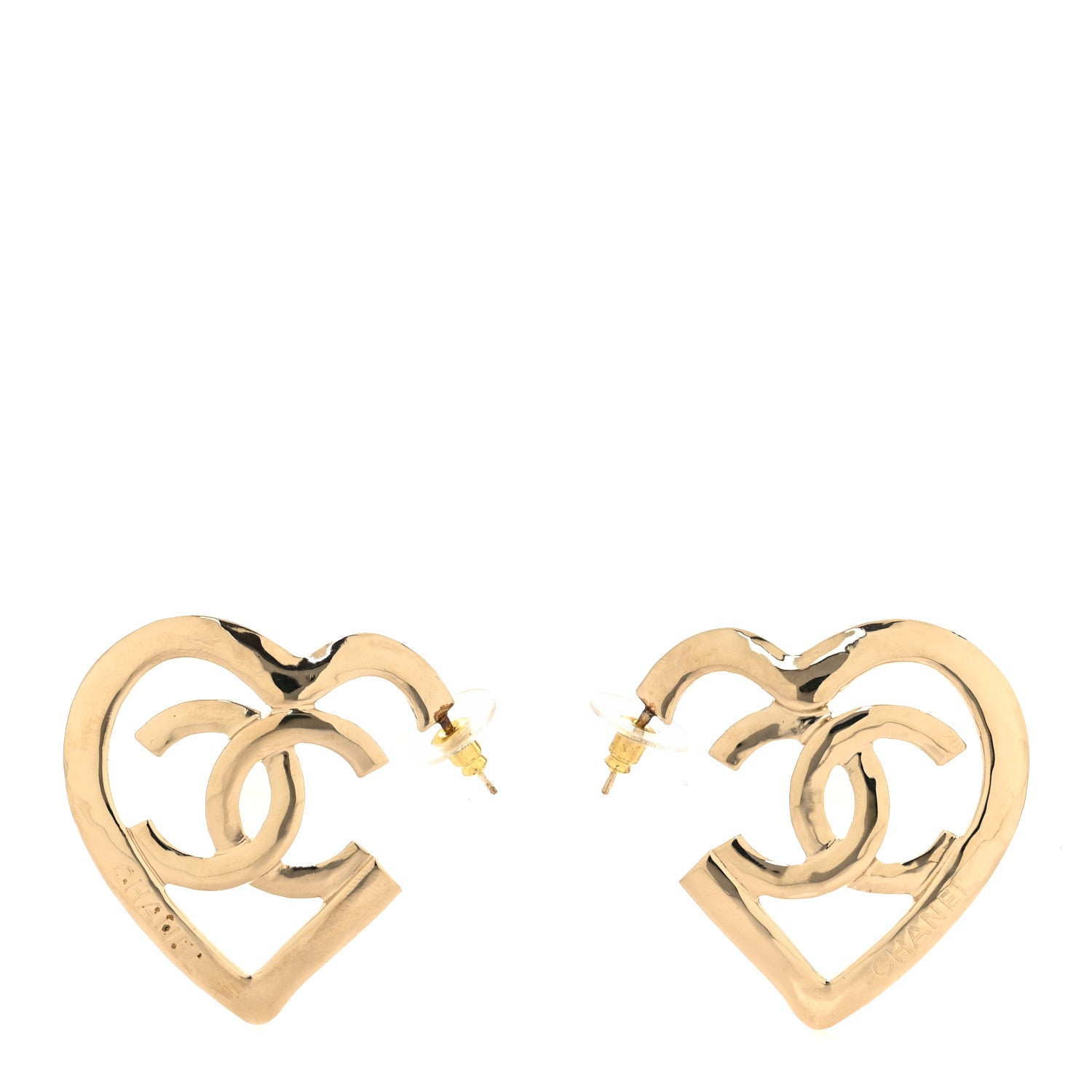 Chanel Metal CC Heart Coco In Love Hoop Earrings Gold 1 of 6