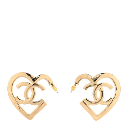 Chanel Metal CC Heart Coco In Love Hoop Earrings Gold 1 of 6