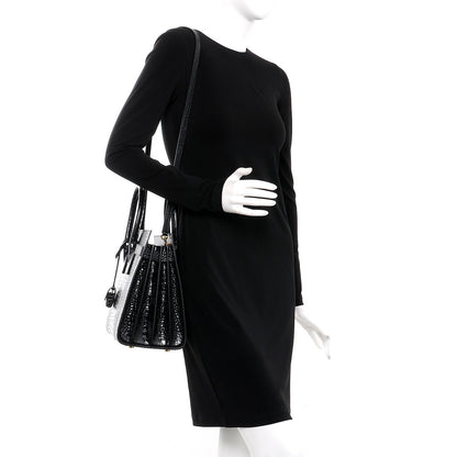 Saint Laurent Calfskin Crocodile Embossed Small Sac de Jour Black 2 of 9
