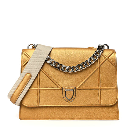 Christian Dior Metallic Grained Calfskin Diorama Satchel Gold 1 of 9