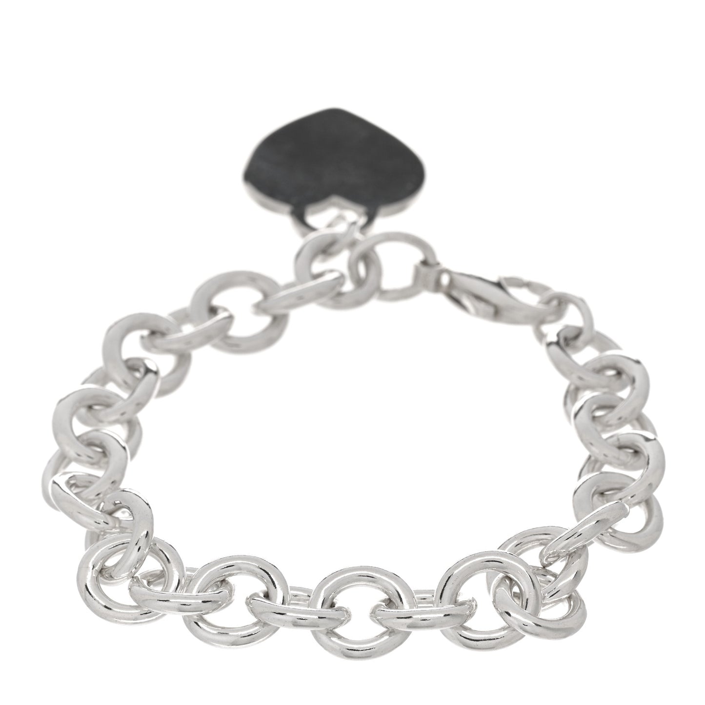 Sterling Silver Heart Tag Charm Bracelet