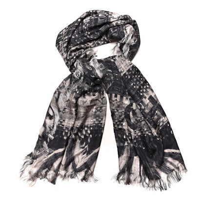 Chanel Silk Weave Print Scarf Black 1 of 6