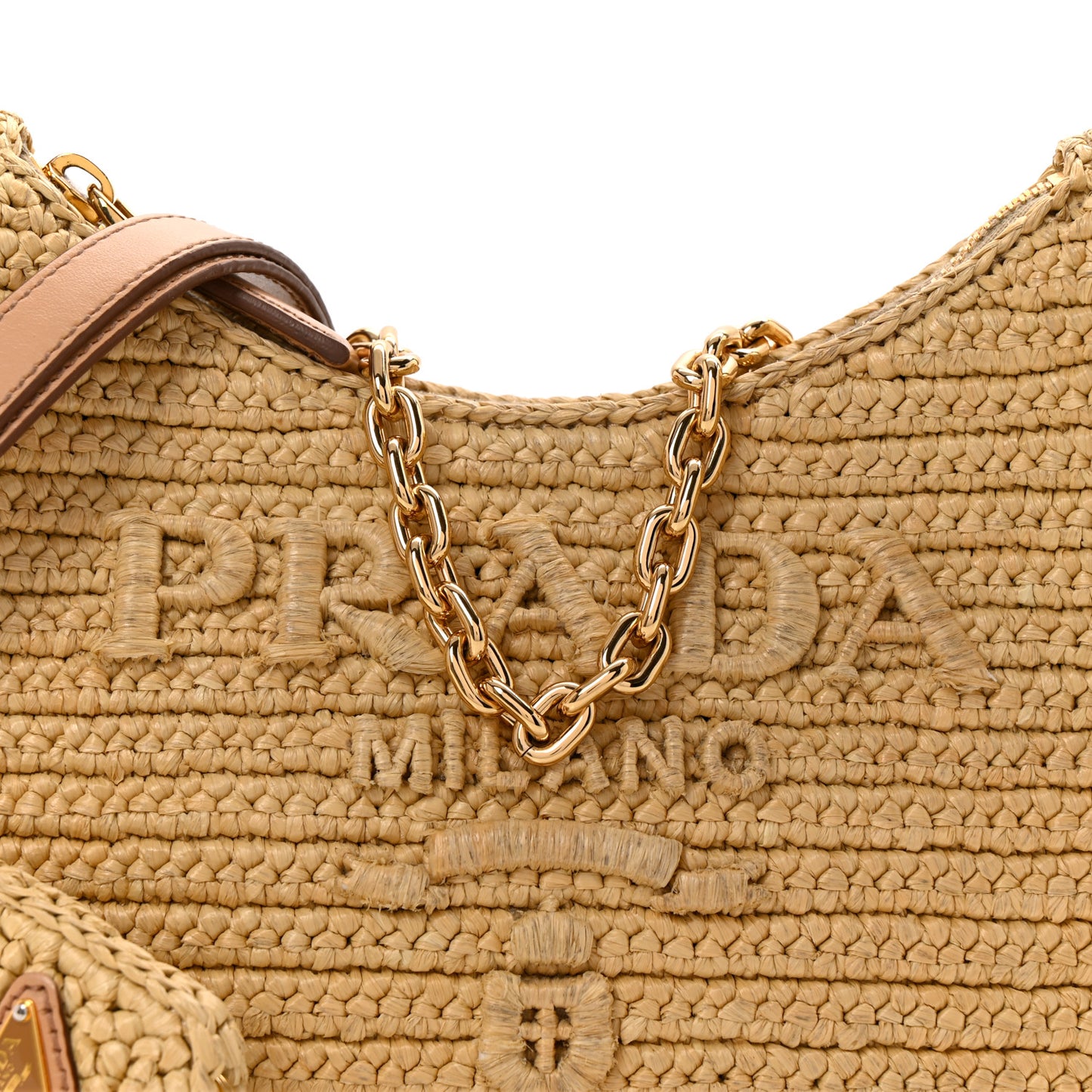 Yarn Raffia Effect Crochet Mini Re-Edition 2000 Shoulder Bag Naturale