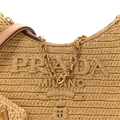 Prada Yarn Raffia Effect Crochet Mini Re-Edition 2000 Shoulder Bag Naturale 17 of 29