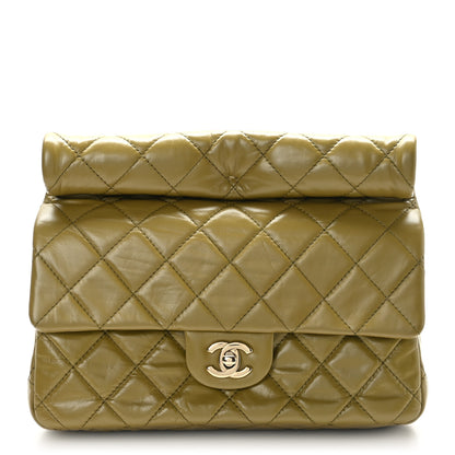 Chanel Crumpled Calfskin Quilted Clutch Green 1 of 11