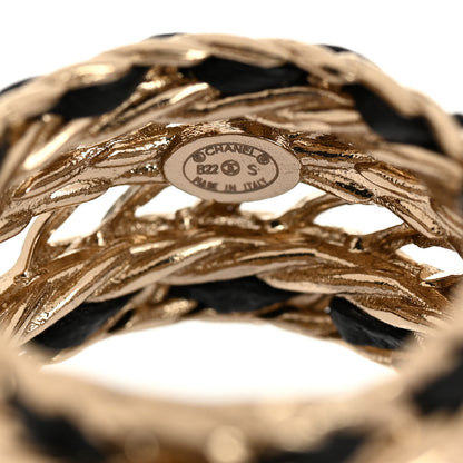 Chanel Metal Crystal Lambskin CC Ring 54 7 Gold Black 4 of 5