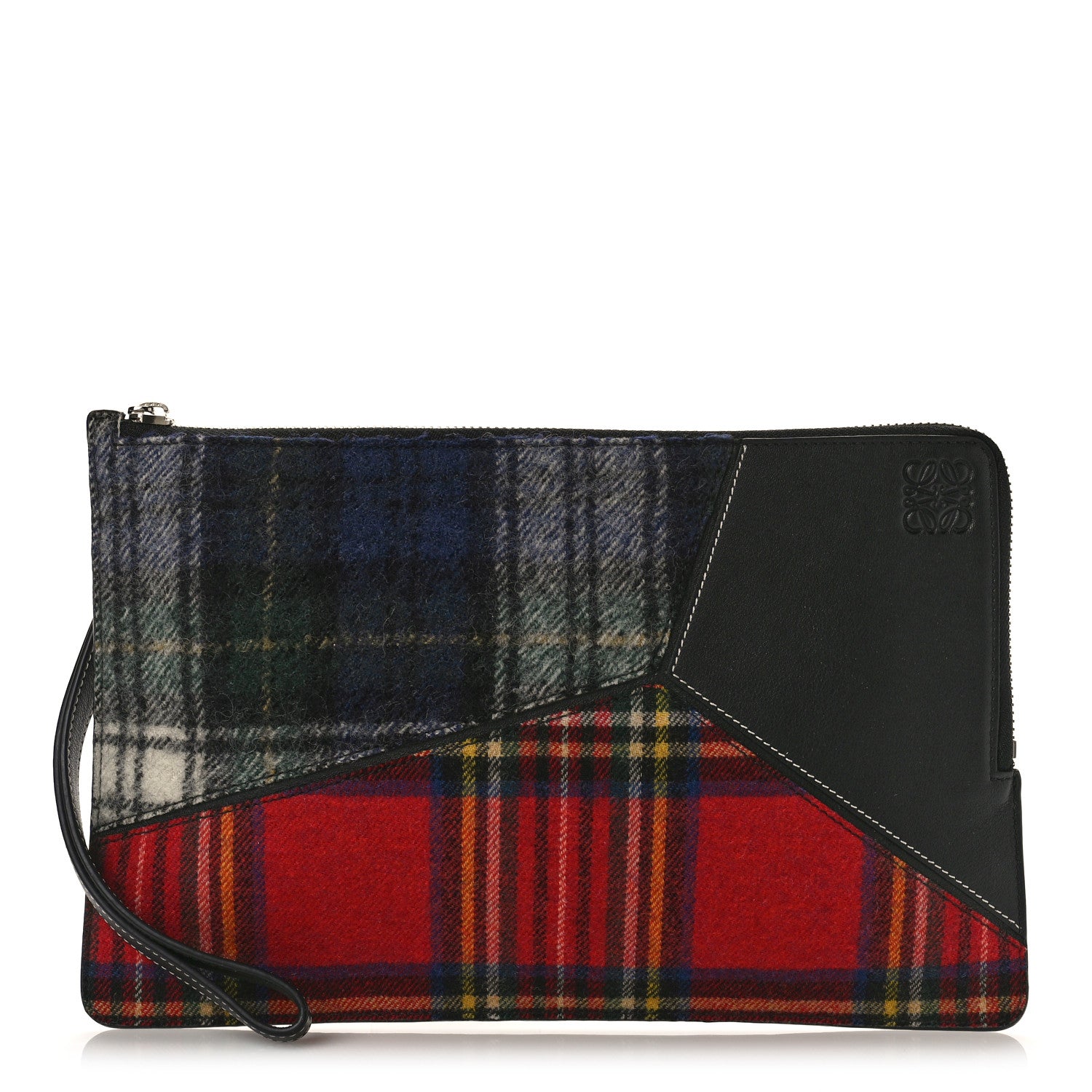 Loewe Wool Calfskin Puzzle Flat Pouch Black Multicolor 1 of 9
