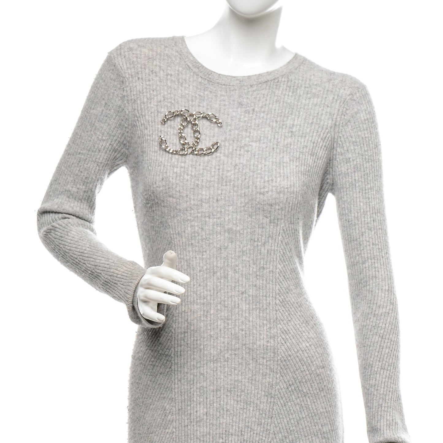 CC Chain Brooch Pin Silver