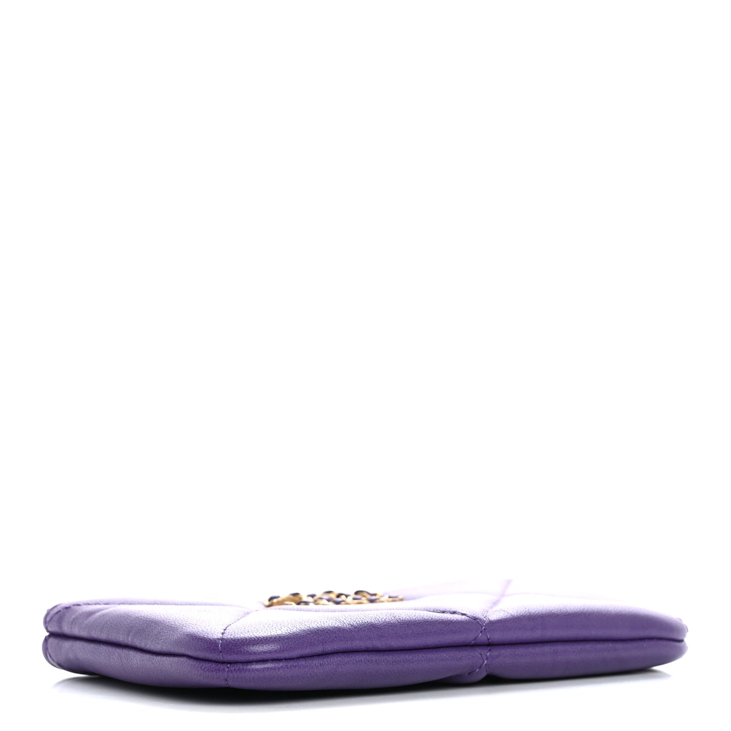 Lambskin Quilted Chanel 19 Mini Pouch Purple