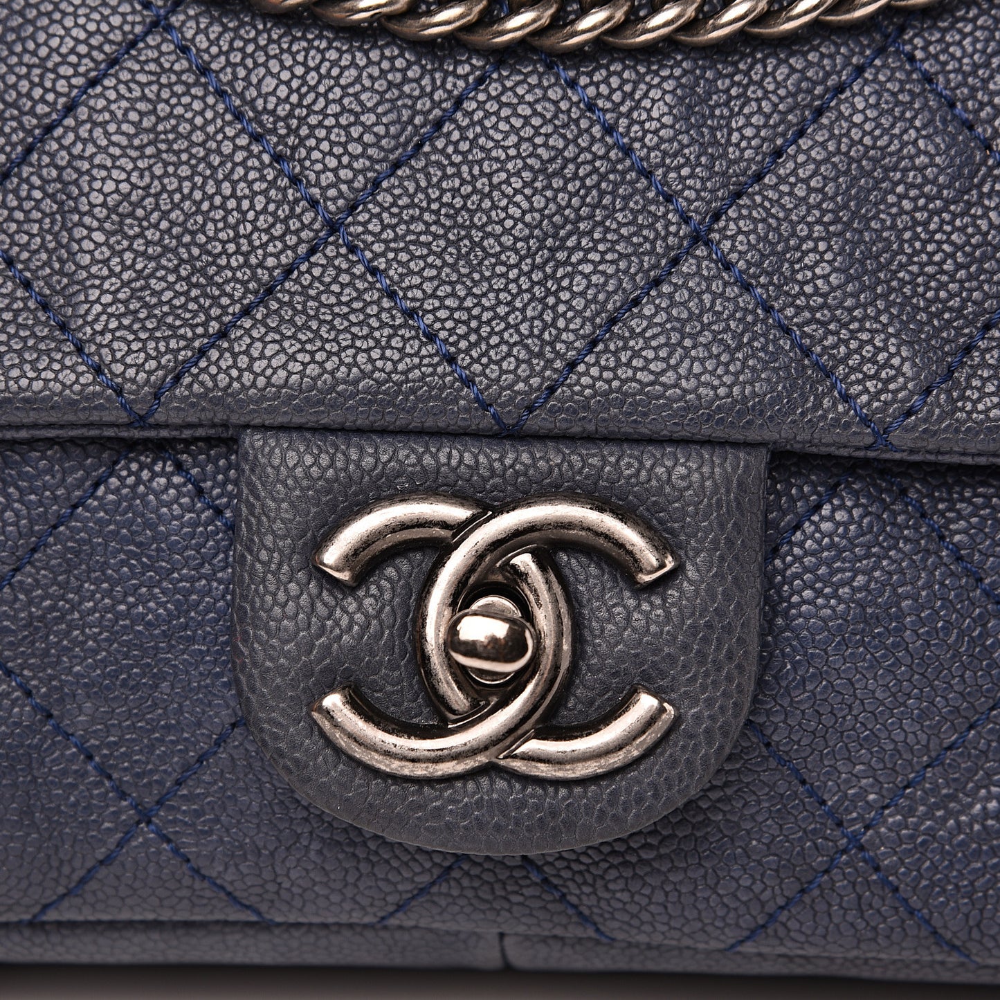 Caviar Quilted Medium Simply CC Flap Blue