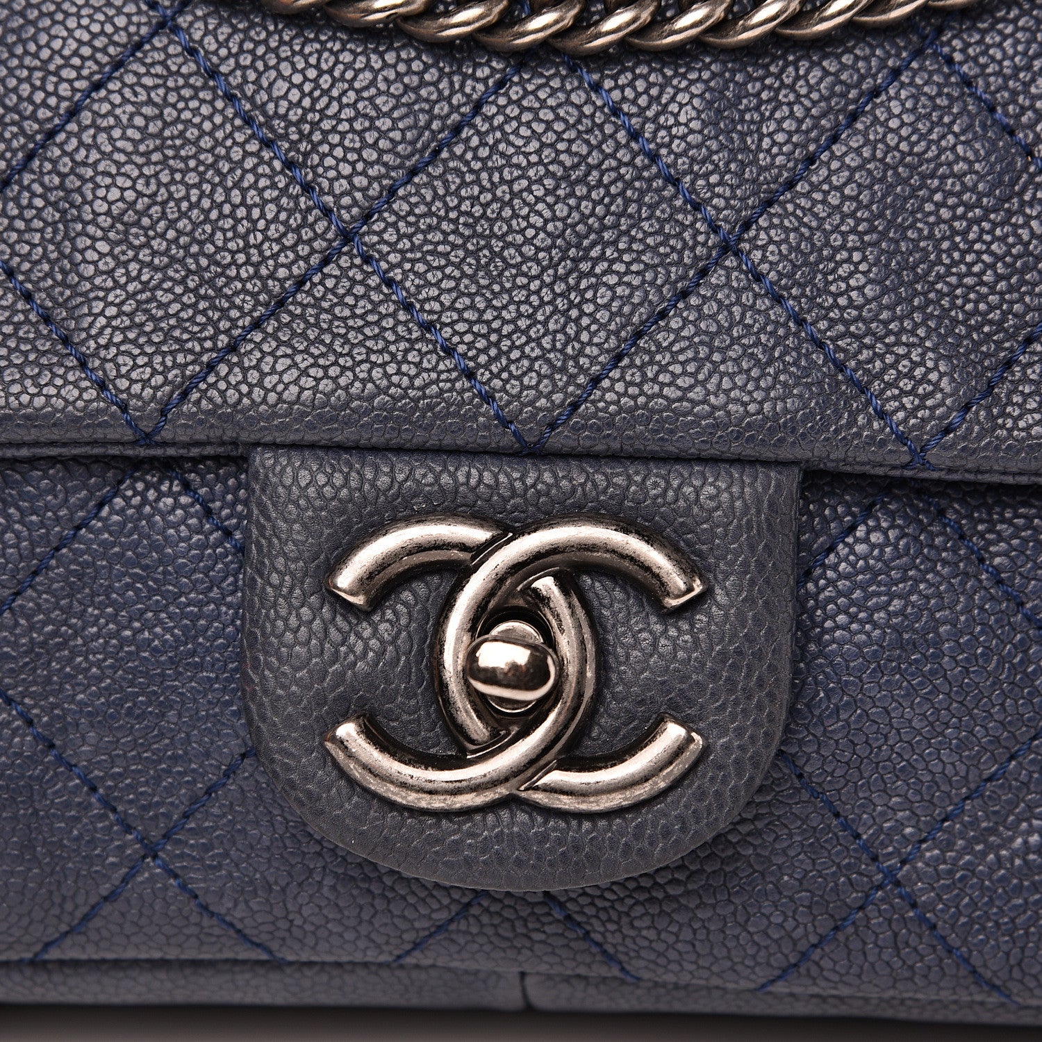 Chanel Caviar Quilted Medium Simply CC Flap Blue 10 of 14