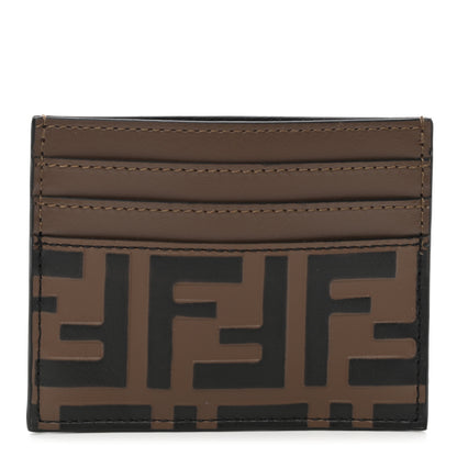 Fendi Vitello Soft Bi-Color FF 1974 Embossed Card Holder Maya Black 1 of 10